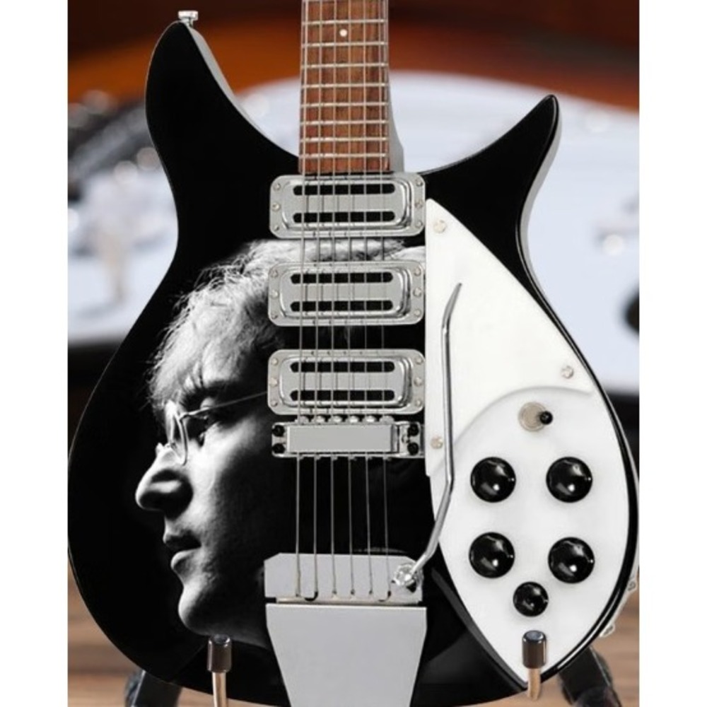 NIB- Axe Heaven Mini Guitar John Lennon Fab Four Tribute 1:4 Scale Black Replica - Picture 3 of 6